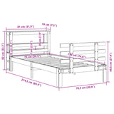 Bed Frame with Headboard without Mattress White 75x190 cm Small Single 3306097