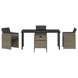 Garden Dining Set with Cushion 5 pcs Grey Poly Rattan 3379950