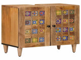 Bathroom Furniture Set with Door 4 pcs Natural Solid Mango Wood 3310098