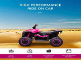 12V Ride-On Quad Bike w/ Music, Horn, for Ages 3-5 Years - Pink T3398P348326