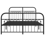 Metal Bed Frame without Mattress with Footboard Black 137x190cm 376617