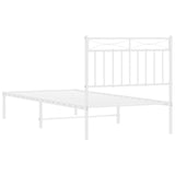 Metal Bed Frame without Mattress with Headboard White 90x200cm 373733