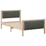 Bed frame Brown and dark grey 100 x 200 cm Solid pine wood 878490