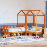 Day Bed Set with Roof without Mattress Wax Brown 90x200 cm 3282245