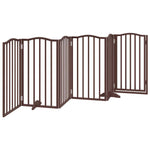 Dog Gate with Door Foldable 6 Panels Brown Oak 300 cm Poplar Wood 352231