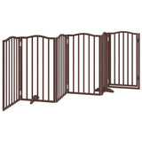 Dog Gate with Door Foldable 6 Panels Brown Oak 300 cm Poplar Wood 352231