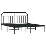 Metal Bed Frame without Mattress with Headboard Black 180x200cm 353639