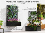 Outdoor Metal Planter, with Back Trellis - Black T3398P310900