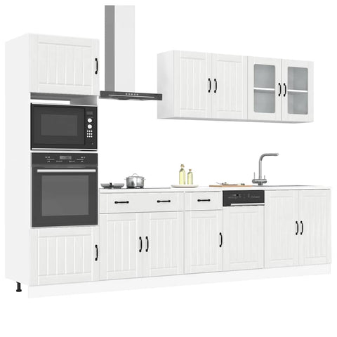 ZNTS 7 Piece Kitchen Cabinet Set Kalmar High Gloss White Engineered Wood 3314743