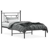 Metal Bed Frame without Mattress with Headboard Black 90x190cm 374331