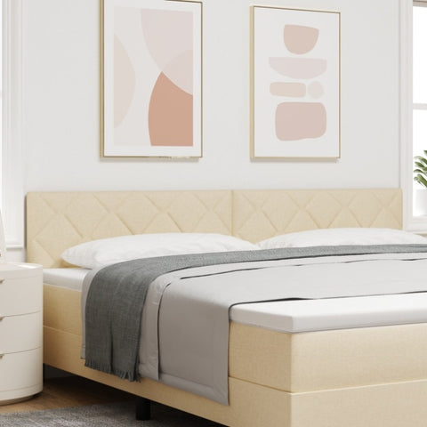 ZNTS LED Headboard Diamond Blocks Design Cream 200 cm Fabric 3338257