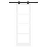 Sliding Door White 78 x 232 cm Solid Pine Wood and Glass 3332276