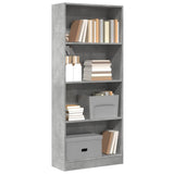 Bookcase Concrete Grey 60x24x143 cm Engineered Wood 857815