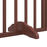 Dog Gate with Door Foldable 6 Panels Brown 300 cm Poplar Wood 352197