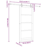 Sliding Door Natural 93 x 211 cm Solid Pine Wood and Glass 3332317