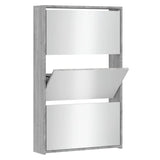 Shoe Cabinet with Mirror 3-Layer Grey Sonoma 63x17x102.5 cm 342639