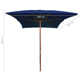 Garden Parasol with Wooden Pole Blue 200x300 cm 313761