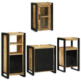 Bathroom Furniture Set with Shelf 4 pcs Brown Solid Mango Wood 3305696