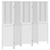Room Divider 5 Panels White Solid Wood Paulownia 358725
