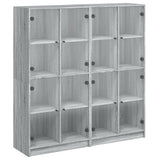Bookcase with Doors Grey Sonoma 136x37x142 cm Engineered Wood 3206522