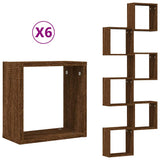 Wall Cube Shelves 6 pcs Brown Oak 30x15x30 cm 815887
