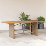 Garden Table with Acacia Wood Top Beige 190x80x74 cm Poly Rattan 365311