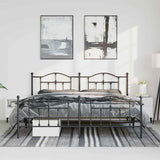 Metal Bed Frame without Mattress with Footboard Black 183x213cm 353462