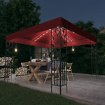 ZNTS Gazebo with LED String Lights 3x3 m Wine Red 3070297