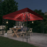 ZNTS Gazebo with LED String Lights 3x3 m Wine Red 3070297