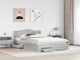 Bed Frame with Drawer Grey Sonoma 120 x 200 cm Engineered Wood 3413216