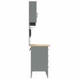 Work Cabinet with Drawer 10 pcs Black Engineered Wood and Steel 3321484