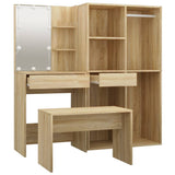 Dressing Table Set with LED Sonoma Oak Engineered Wood 3114101