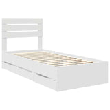 Bed Frame with Drawer White 75 x 190 cm Engineer Wood 3411539