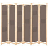 6-Panel Room Divider Brown 240x170x4 cm Fabric 248182