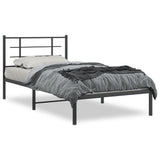 Metal Bed Frame without Mattress with Headboard Black 107x203cm 355557