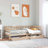 Daybed with Drawers without Mattress 90x190 cm Single Solid Wood 3302136