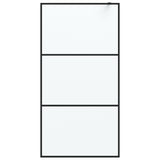 Walk-in Shower Wall Black 100x195 cm Frosted ESG Glass 152112