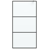 Walk-in Shower Wall Black 100x195 cm Frosted ESG Glass 152112