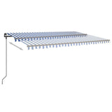 Manual Retractable Awning with LED 6x3 m Blue and White 3070201