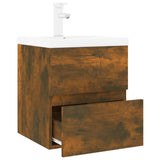 Sink Cabinet with Built-in Basin Smoked Oak Engineered Wood 3152861