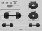 2-in-1 Adjustable Dumbbells Set, 30kg Weights Dumbbells Set with Non-Slip Grip for Strength T3398P425115