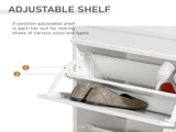 Shoe Cabinet with 4 Flip Drawers Wood Tipping Bucket Narrow Storage Cupboard with Adjustable Shelf T3398P341456