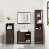 3 Piece Bathroom Furniture Set Brown Oak Engineered Wood 3301149