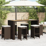Garden Bar Stools with Cushions 6 pcs Brown Poly Rattan 368691