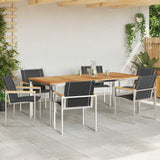 Garden Dining Set 7 pcs Solid Acacia Wood and Stainless Steel 3334819