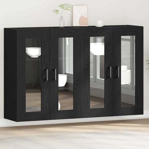 Wall Mounted Cabinet 2 pcs Black oak 69.5 x 34 x 90 cm 3334316