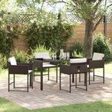 Garden Dining Set with Cushion 5 pcs Brown Poly Rattan 3380017