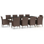 ZNTS 11 Piece Garden Dining Set with Cushions Brown Poly Rattan 3187449