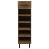 Shoe Cabinet Brown Oak 30x35x105 cm Engineered Wood 817566