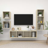 4 Piece TV Cabinet Set Sonoma Oak Engineered Wood 3079775